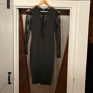 bebe Black Long Sleeve Lace Dress